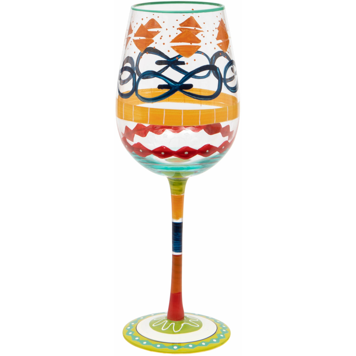 Hand Painted Multi Print Wine Glass