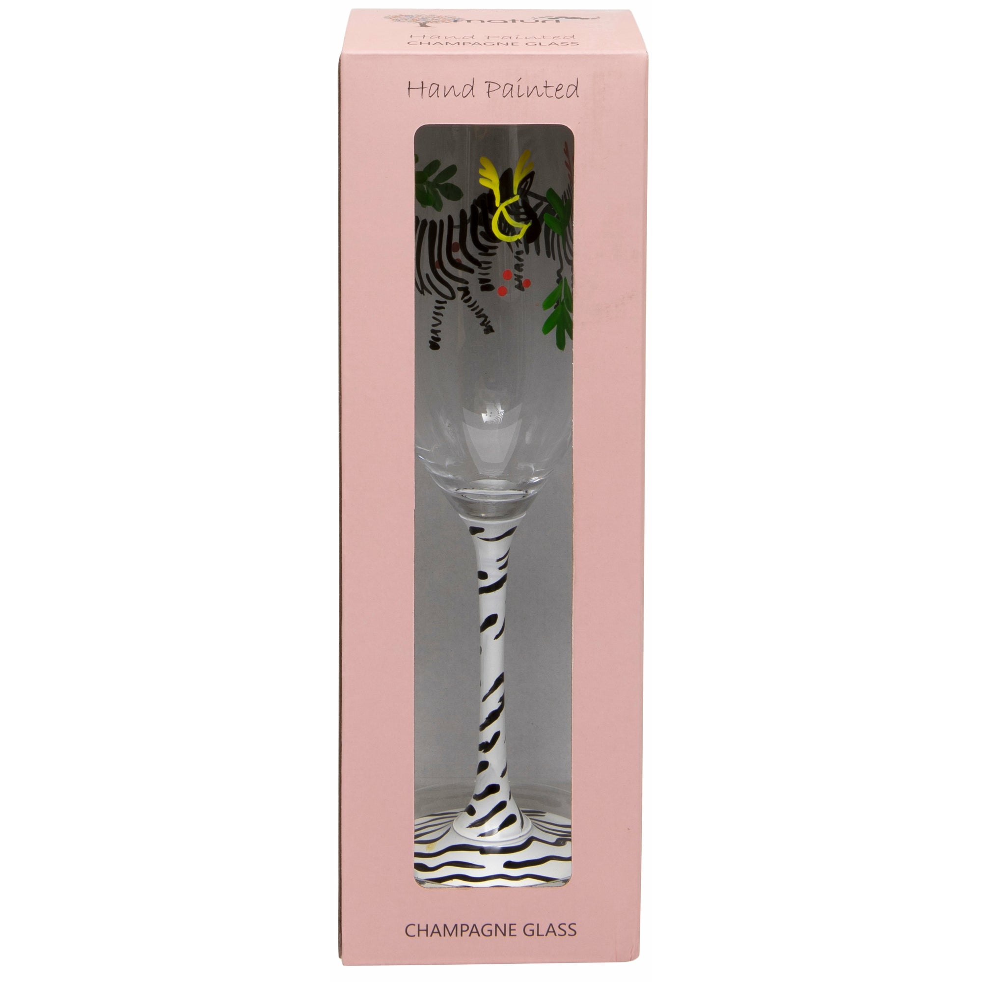 Hand Painted Zebra Champagne Flute