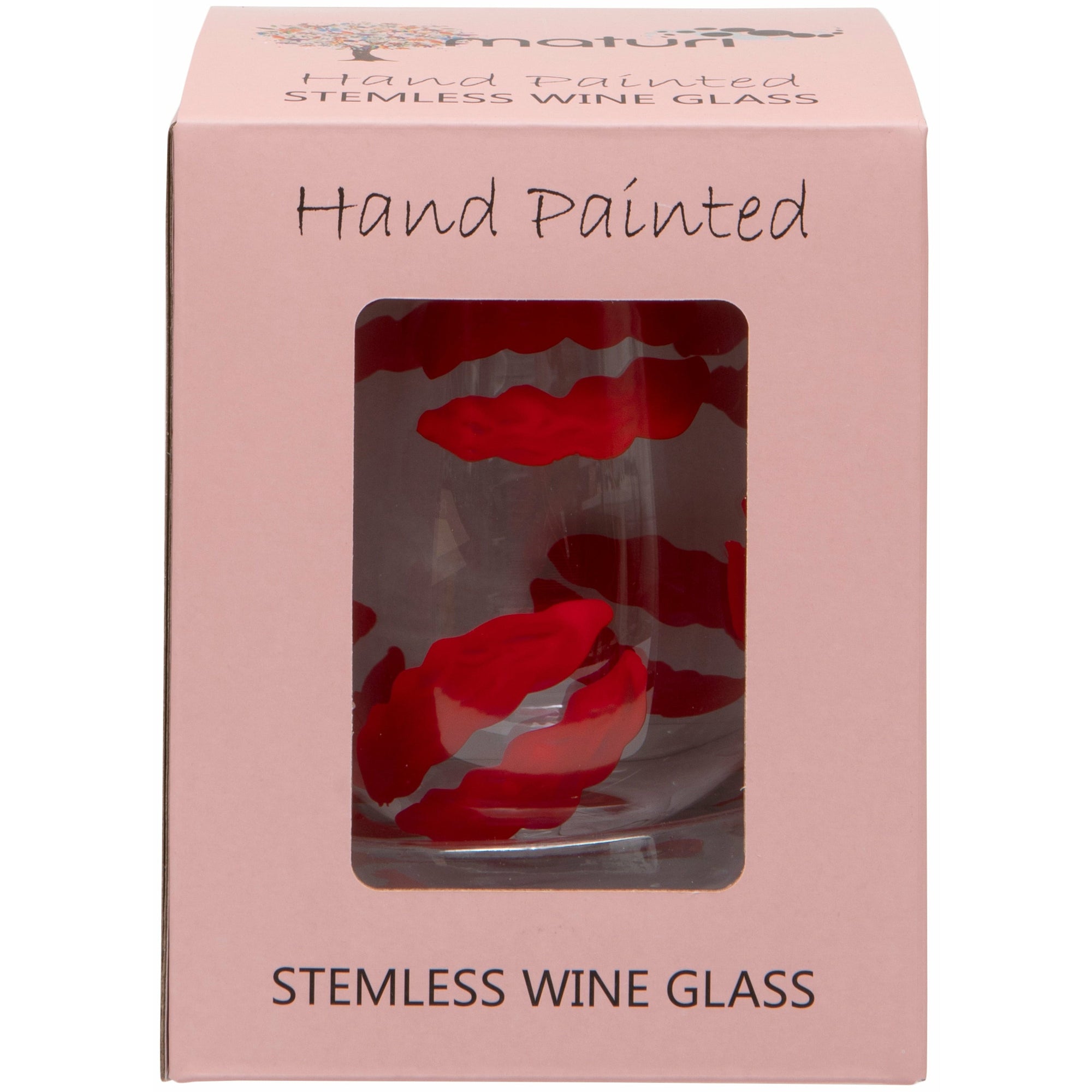 Hand Painted Kiss Stemless Wine Glass