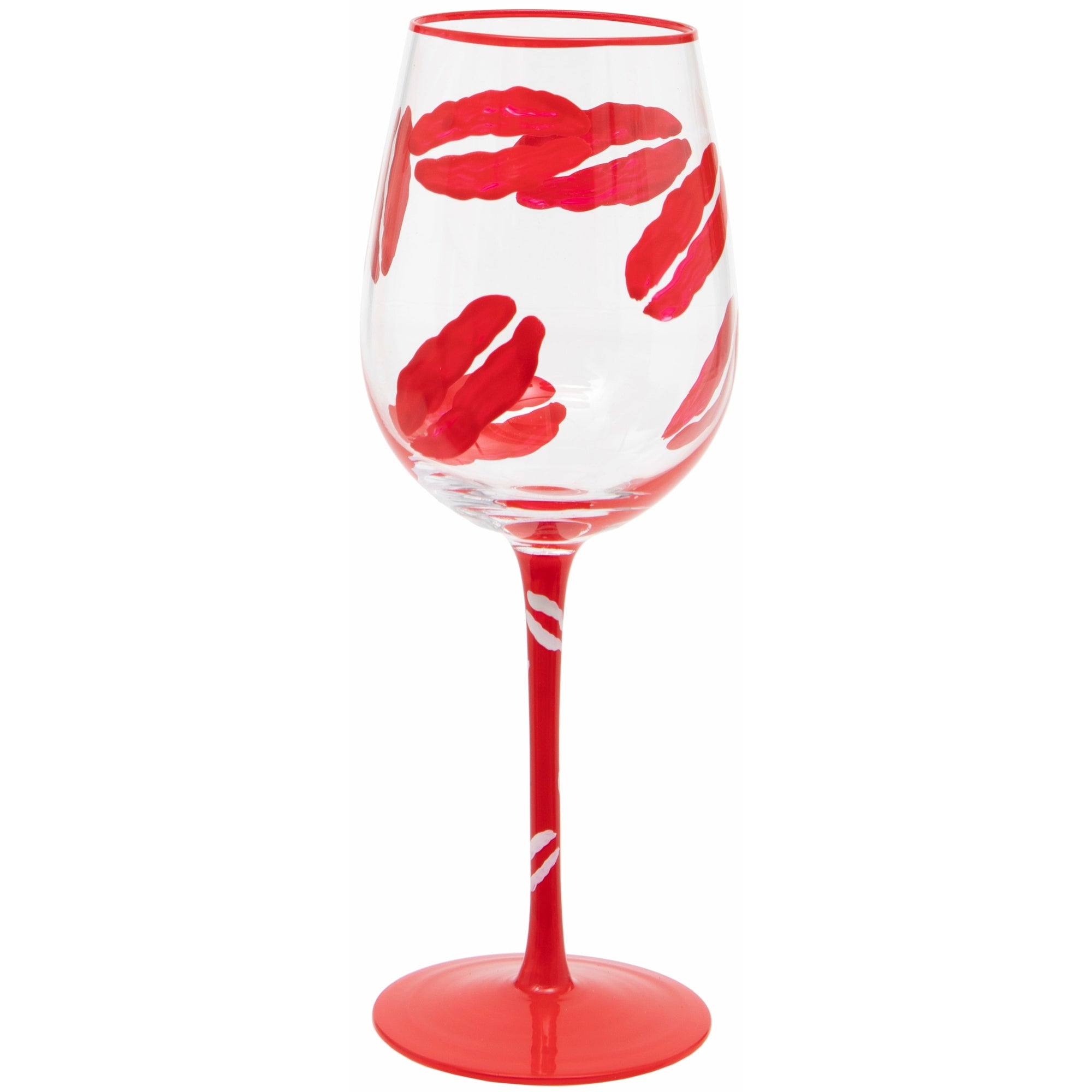 Hand Painted Kiss Wine Glass