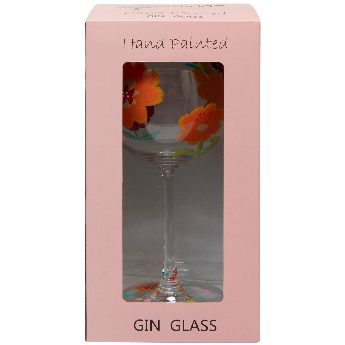 Hand Painted Flowers Gin Glass in Box