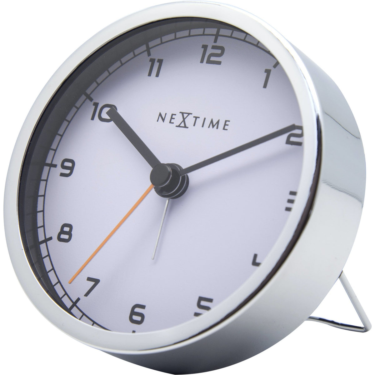 NeXtime - Alarm clock - 9 x 9 x 7.5 cm - Metal - White - &#39;Company Alarm&#39;