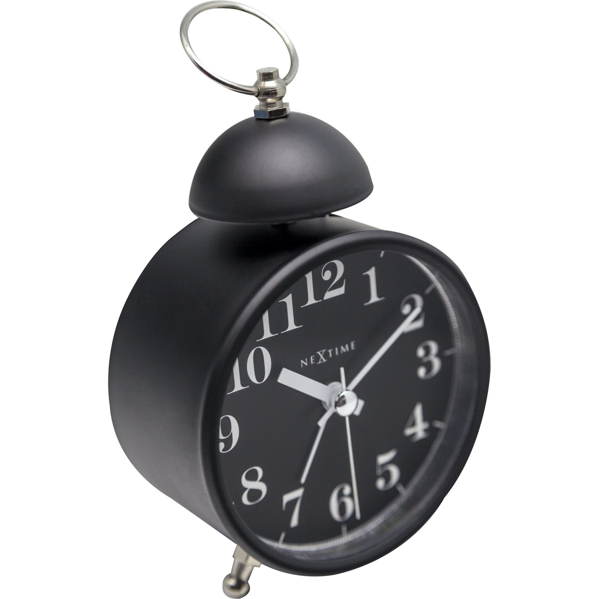 NeXtime - Alarm clock – Ø 16 cm - Metal – Black– Loud Alarm- &#39;Single Bell&#39;