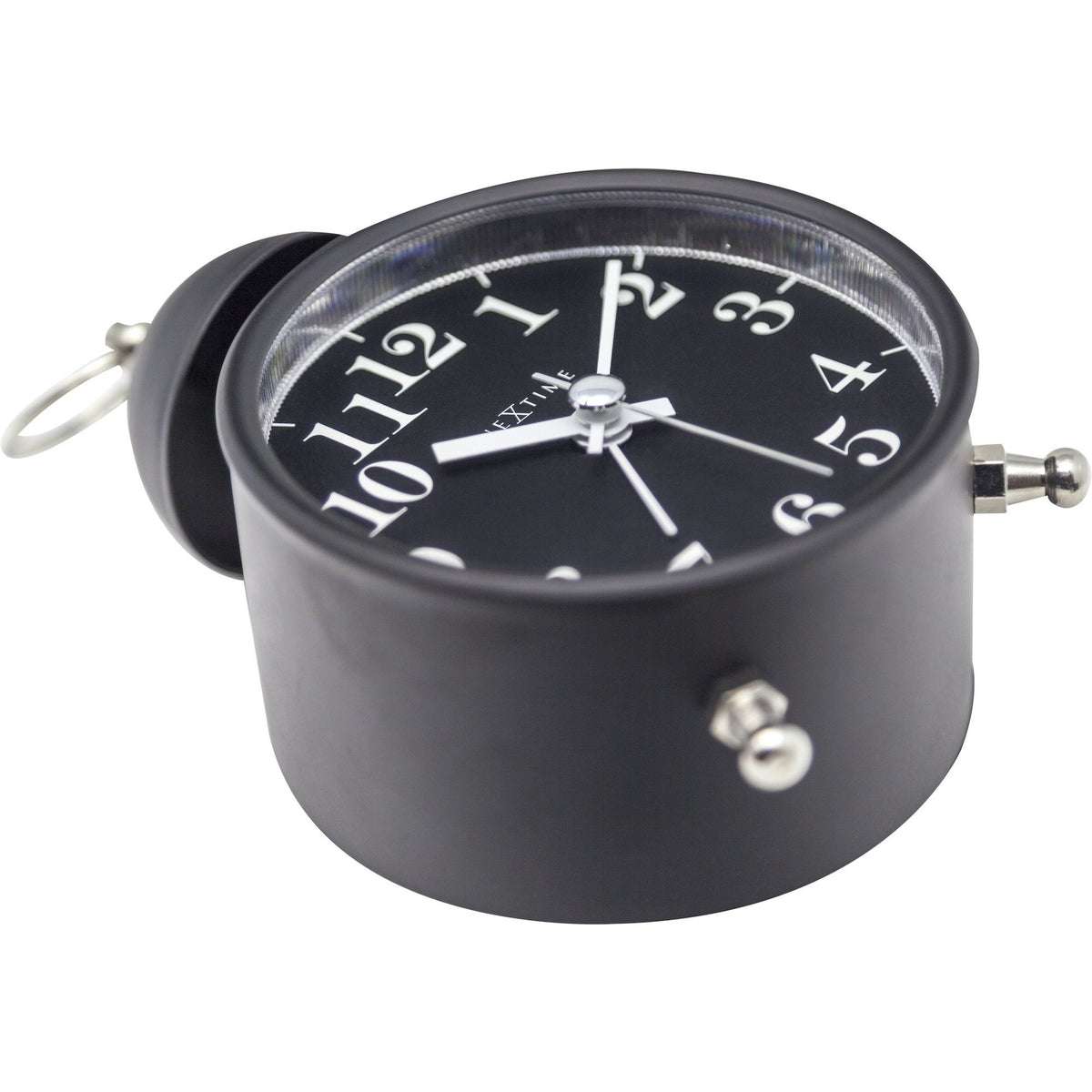 NeXtime - Alarm clock – Ø 16 cm - Metal – Black– Loud Alarm- &#39;Single Bell&#39;