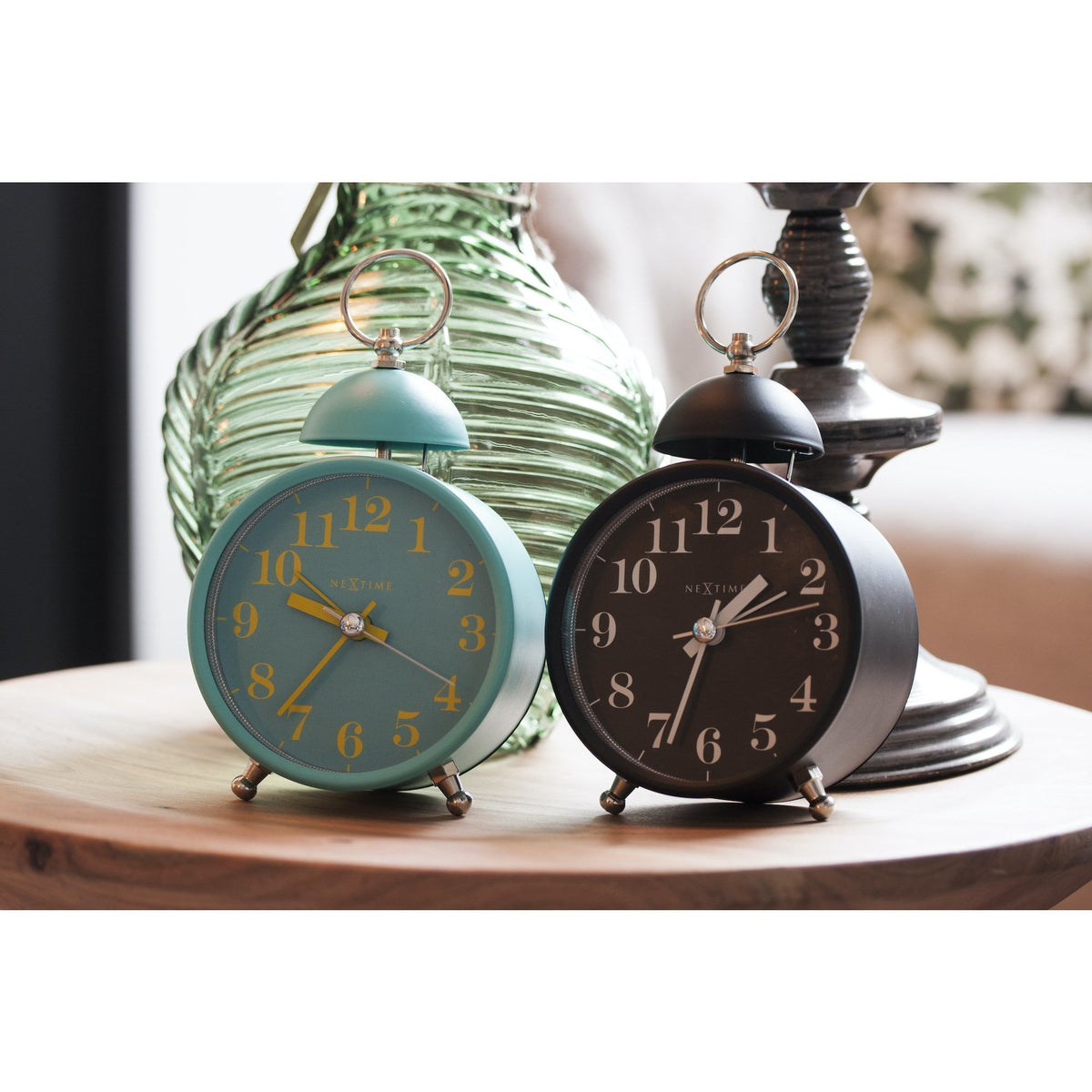 NeXtime - Alarm clock – Ø 16 cm - Metal – Black– Loud Alarm- &#39;Single Bell&#39;