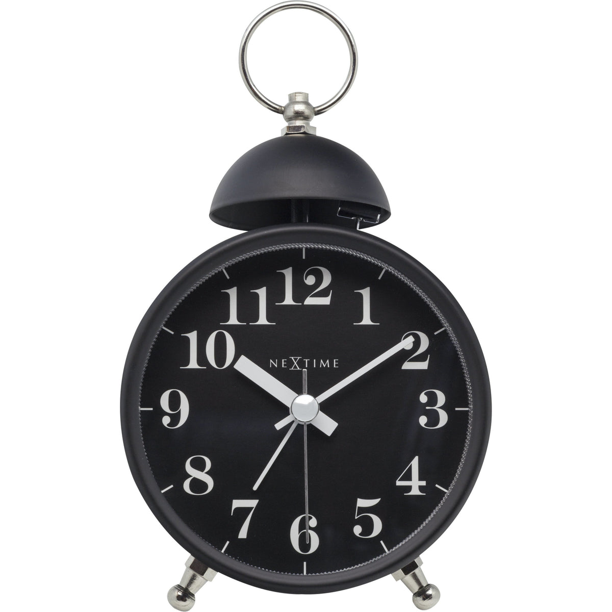 NeXtime - Alarm clock – Ø 16 cm - Metal – Black– Loud Alarm- &#39;Single Bell&#39;