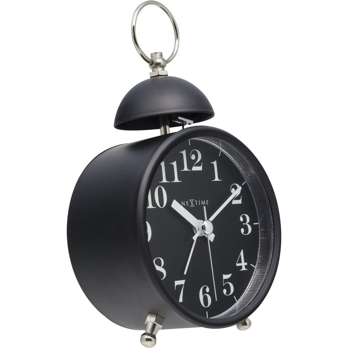 NeXtime - Alarm clock – Ø 16 cm - Metal – Black– Loud Alarm- &#39;Single Bell&#39;