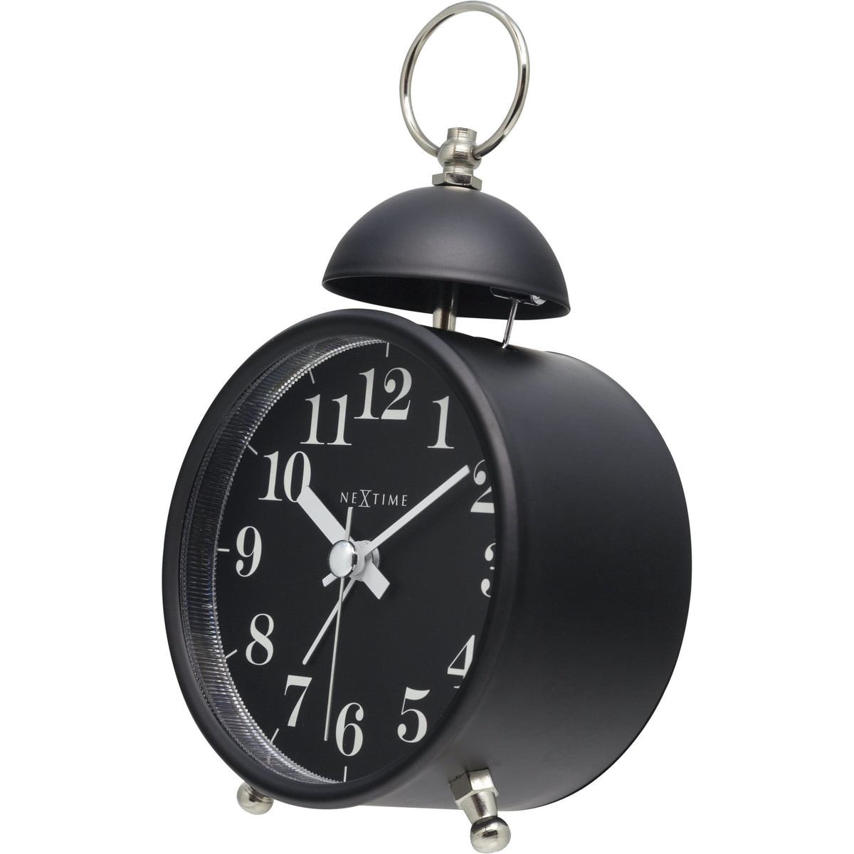 NeXtime - Alarm clock – Ø 16 cm - Metal – Black– Loud Alarm- &#39;Single Bell&#39;