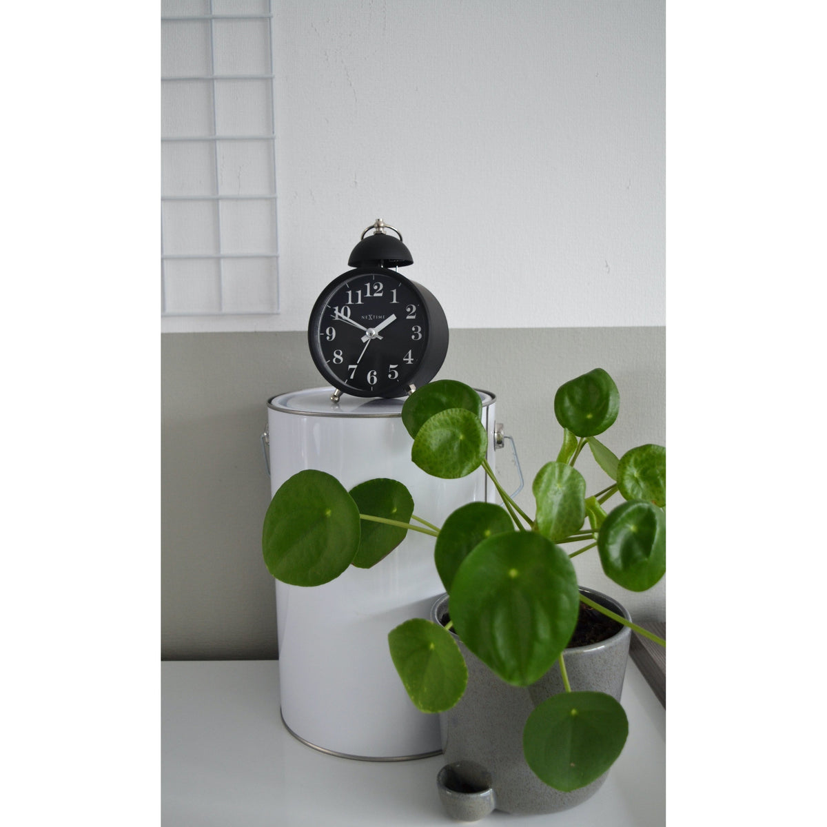 NeXtime - Alarm clock – Ø 16 cm - Metal – Black– Loud Alarm- &#39;Single Bell&#39;