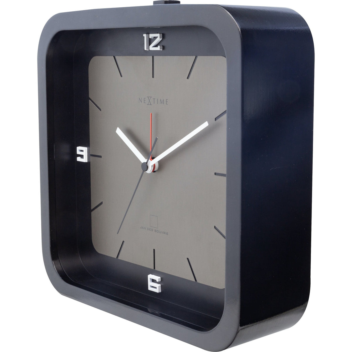 NeXtime - Table clock - 20 x 20 x 6 cm - Wood - Black - &#39;Square Alarm&#39;