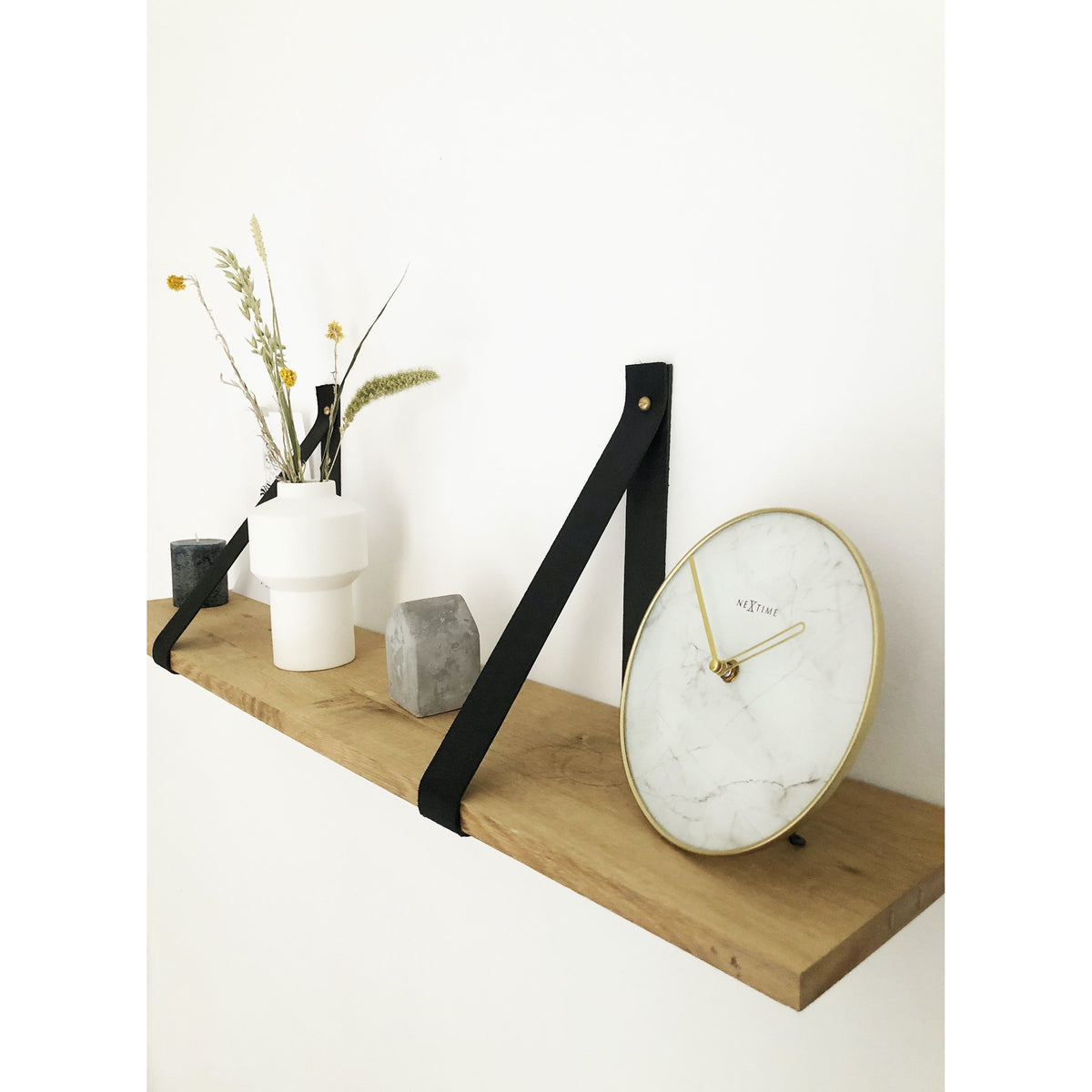 NeXtime- Table / Wall clock - Ø 20 cm - Glass / Metal - White - &#39;Marble&#39;