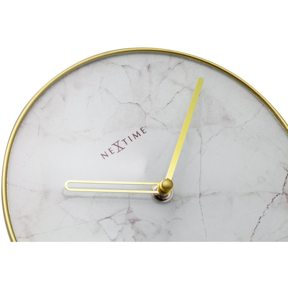 NeXtime- Table / Wall clock - Ø 20 cm - Glass / Metal - White - &#39;Marble&#39;