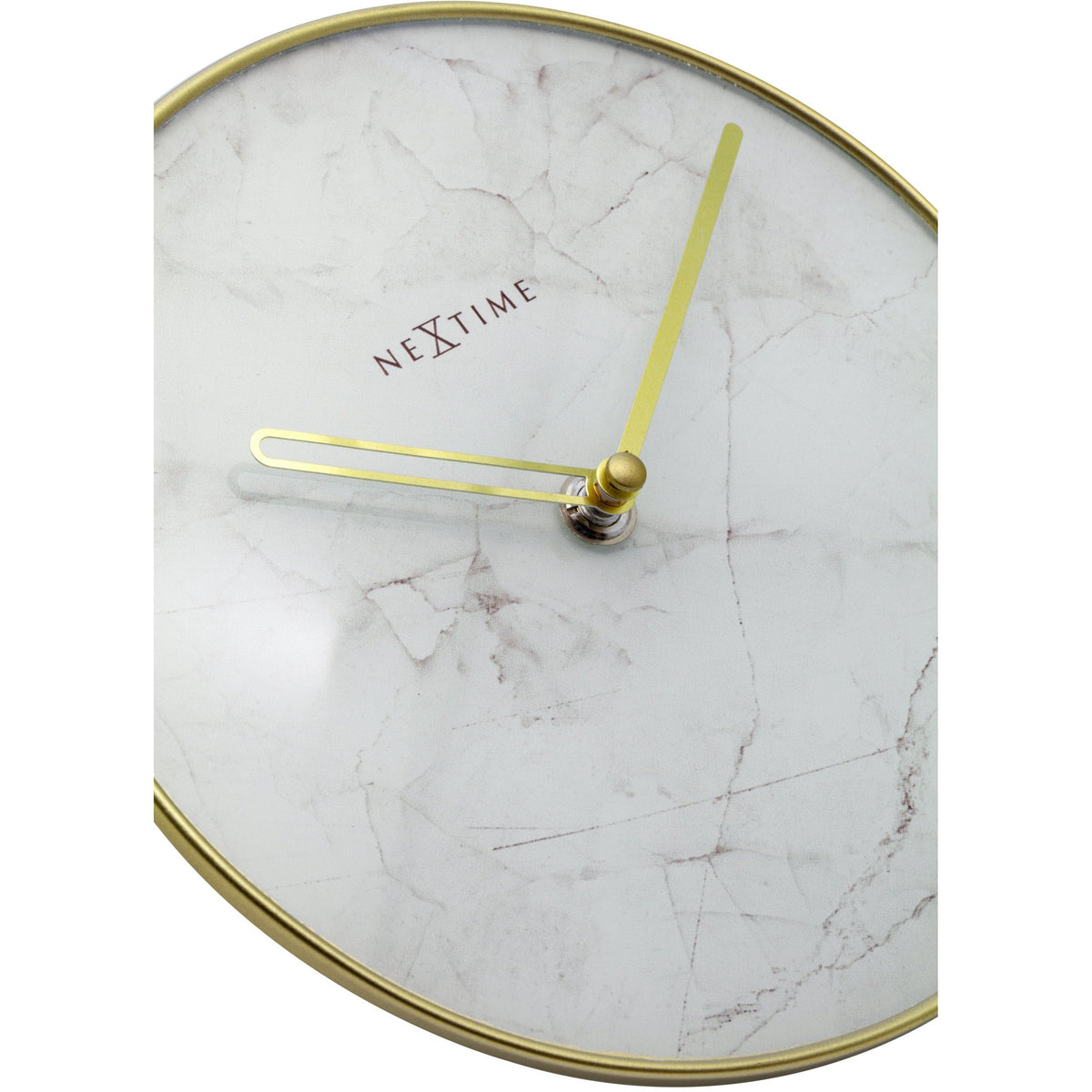 NeXtime- Table / Wall clock - Ø 20 cm - Glass / Metal - White - &#39;Marble&#39;