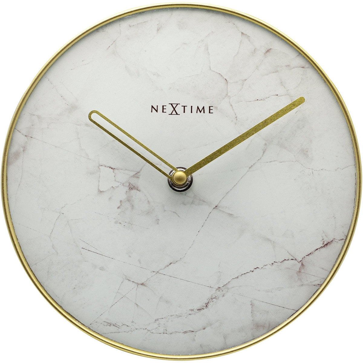 NeXtime- Table / Wall clock - Ø 20 cm - Glass / Metal - White - &#39;Marble&#39;