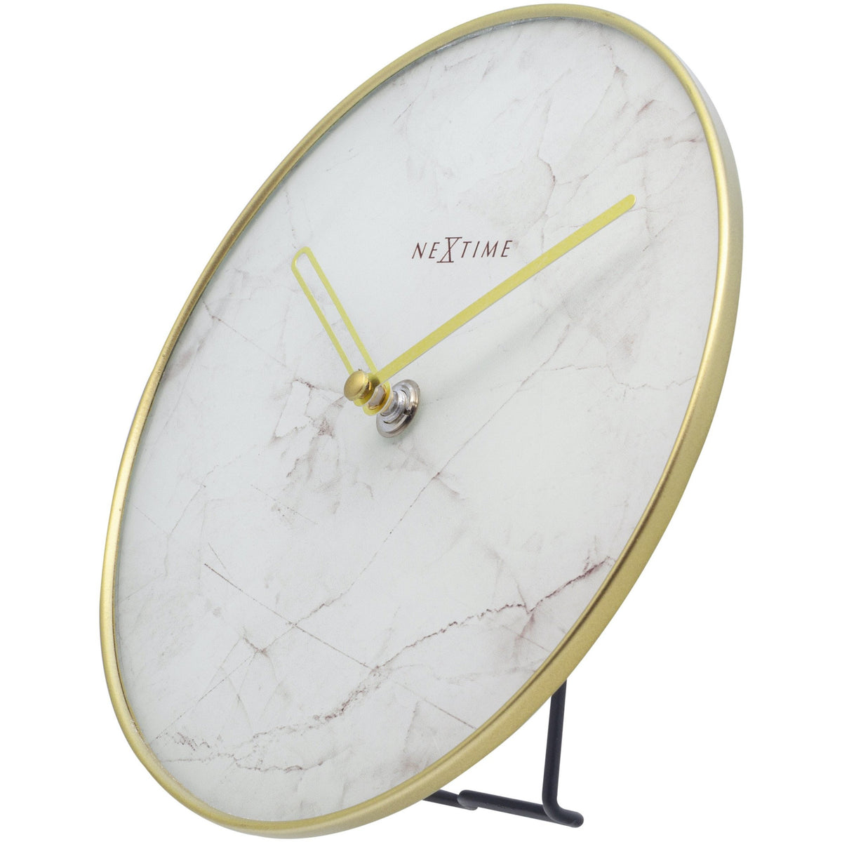 NeXtime- Table / Wall clock - Ø 20 cm - Glass / Metal - White - &#39;Marble&#39;