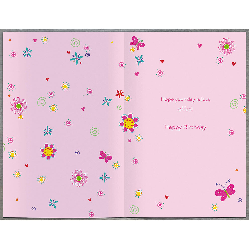 Birthday Girl Flowers Greetings Card