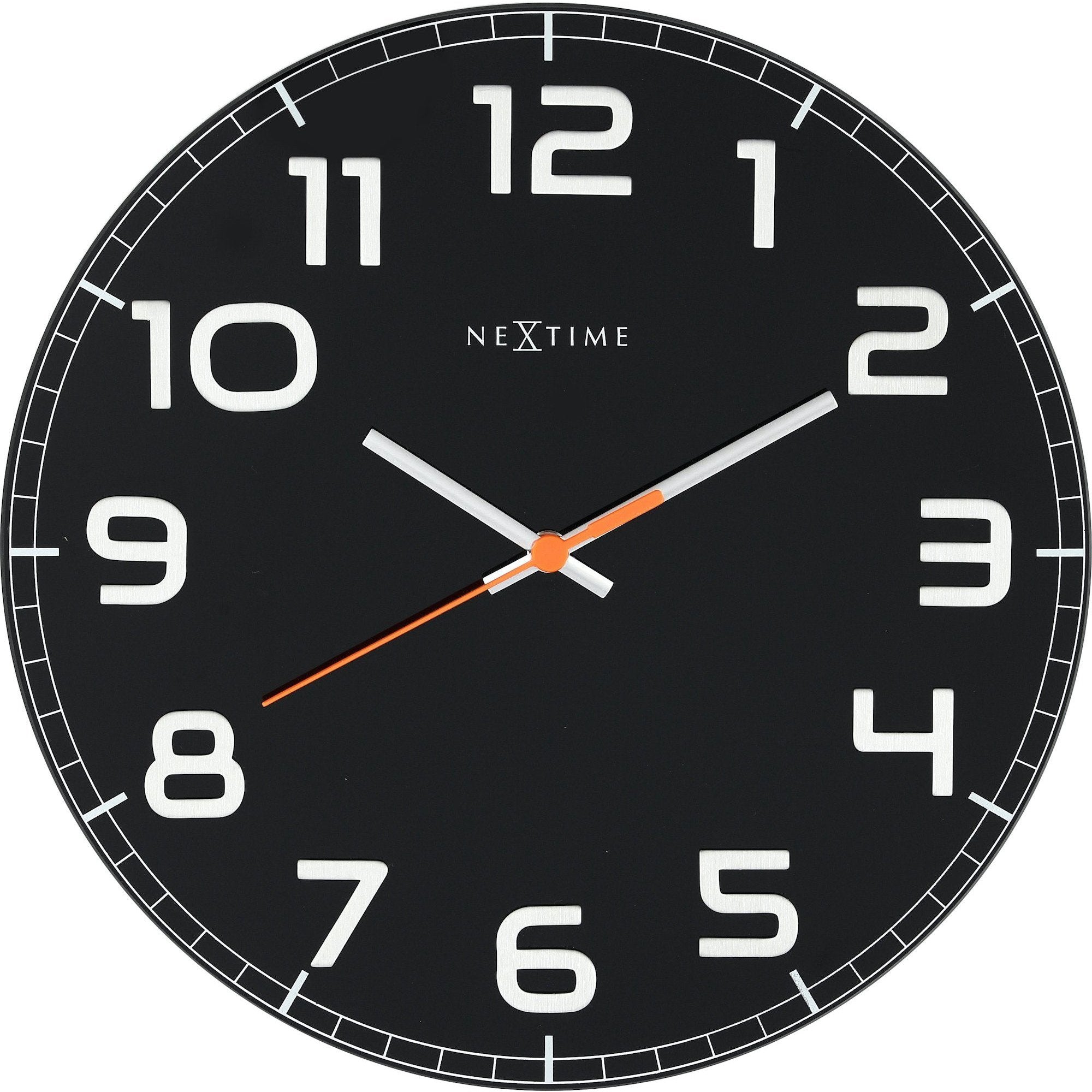 NeXtime - Wall clock – 30 x 3.5 cm - Glass - Black - 'Classy Round'