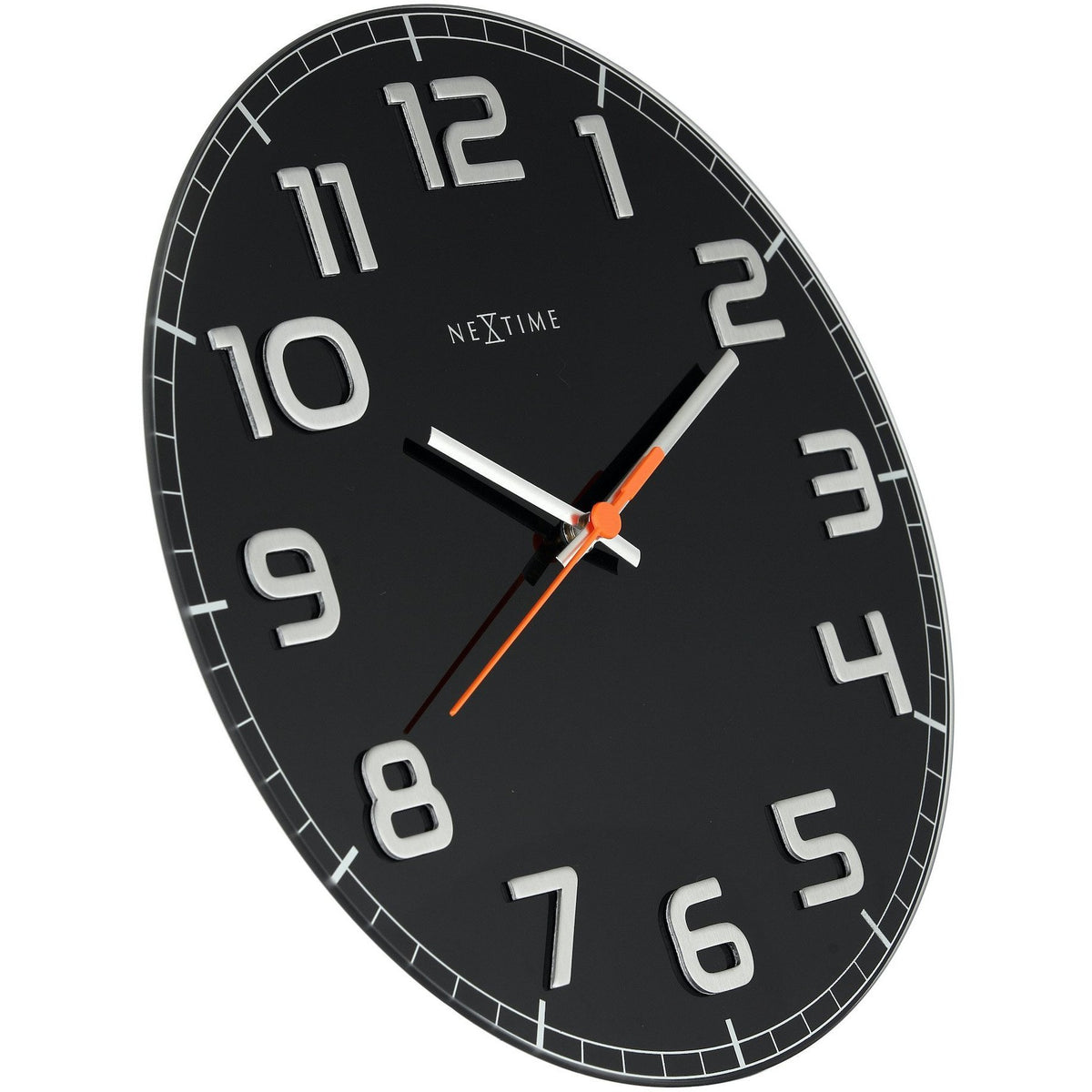 NeXtime - Wall clock – 30 x 3.5 cm - Glass - Black - &#39;Classy Round&#39;