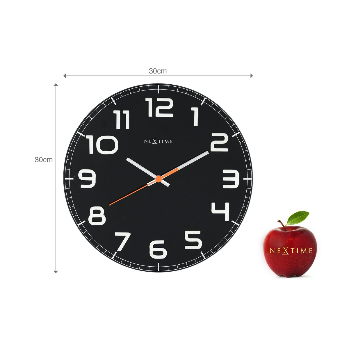 NeXtime - Wall clock – 30 x 3.5 cm - Glass - Black - &#39;Classy Round&#39;