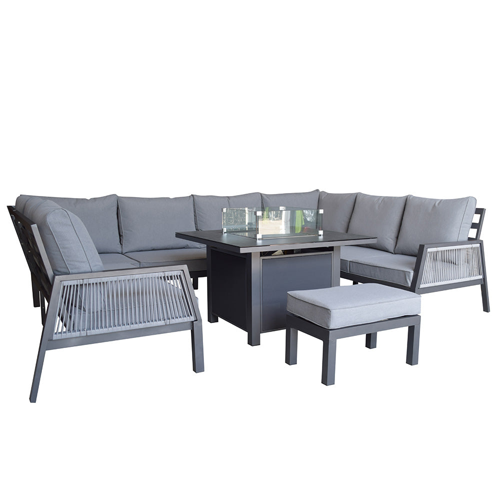 Bettina U-Shape Dining Set with Gas Fire Pit