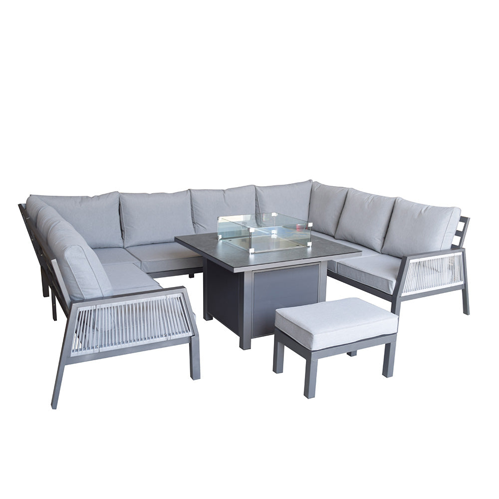 Bettina U-Shape Dining Set with Gas Fire Pit