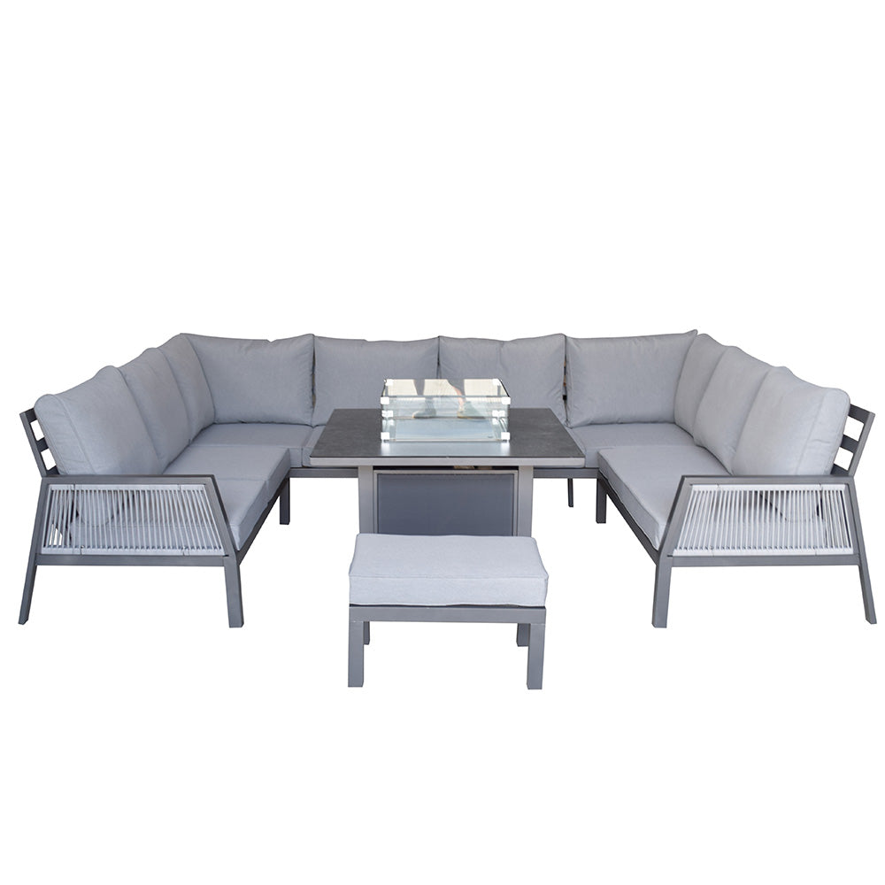 Bettina U-Shape Dining Set with Gas Fire Pit