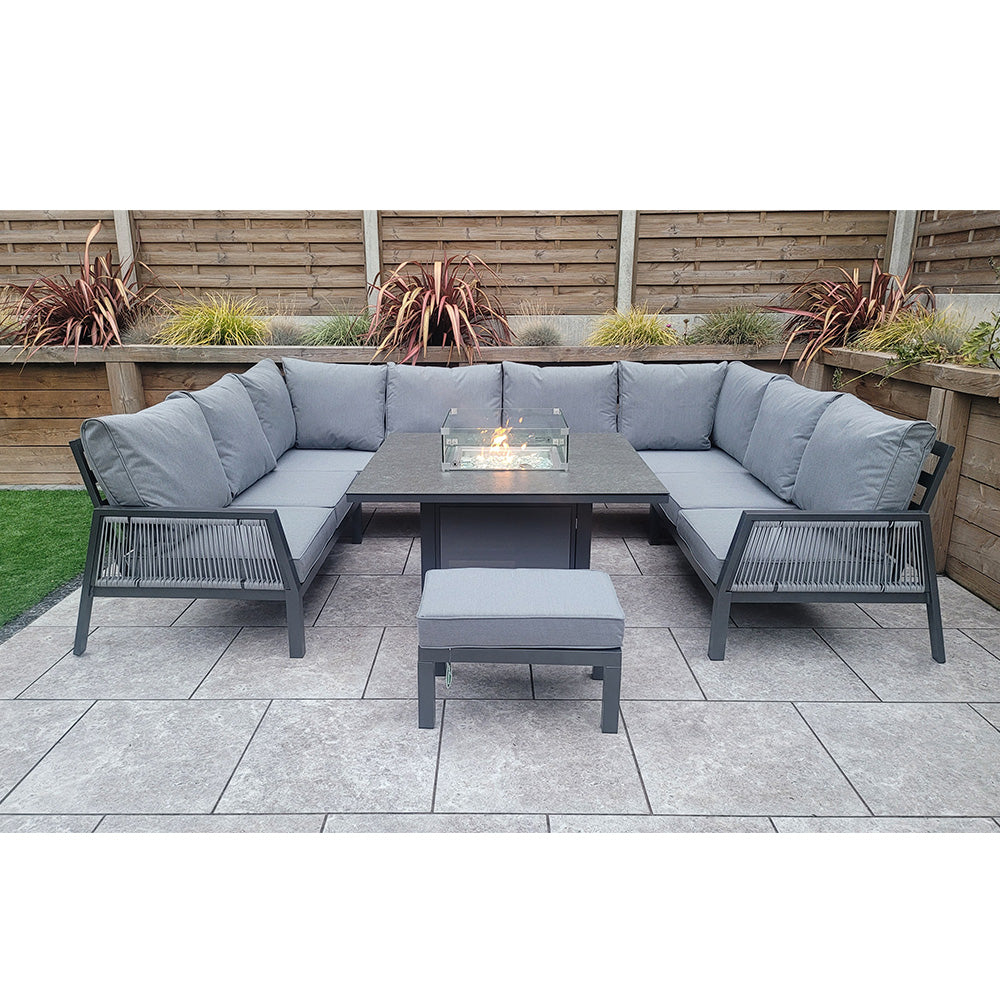 Bettina U-Shape Dining Set with Gas Fire Pit