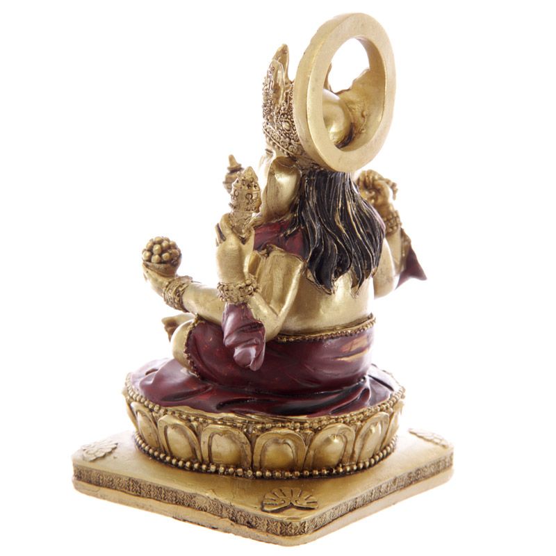 Gold and Red Ganesh 14cm Statue