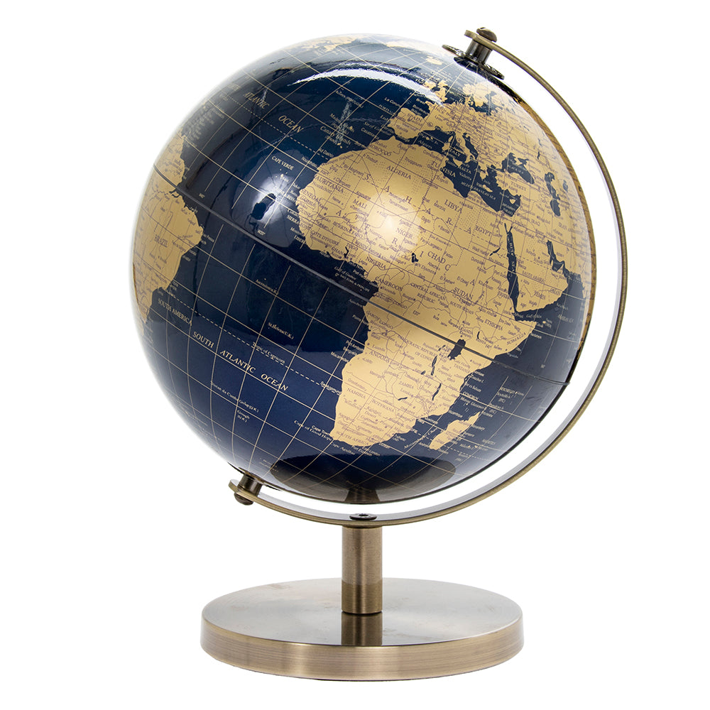 Gold and Blue World Globe 21cm