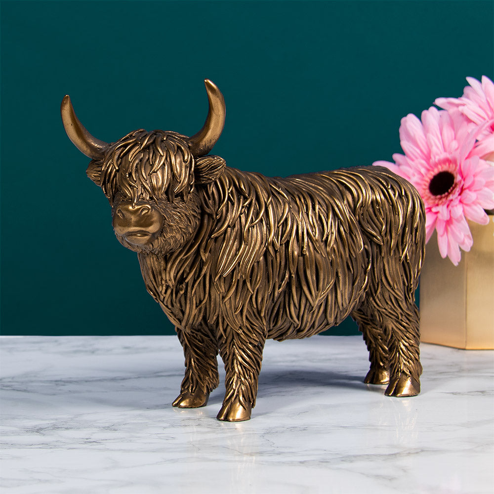 Bronze Standing Highland Cow Ornament