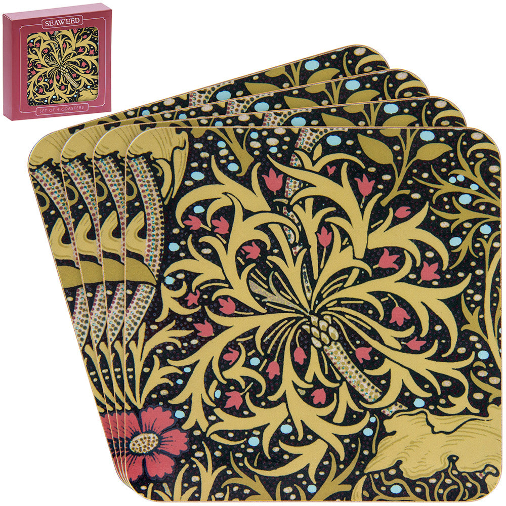 William Morris Seaweed Design Set of 4 Coasters