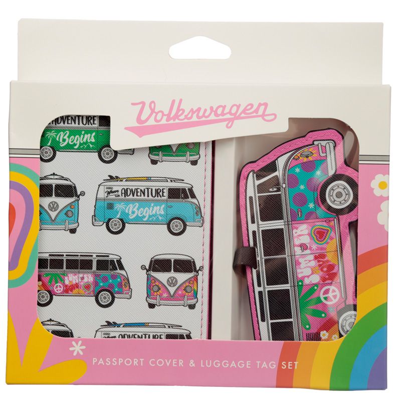 Volkswagen VW T1 Camper Bus Summer Love Surf Passport Holder and Luggage Tag Set