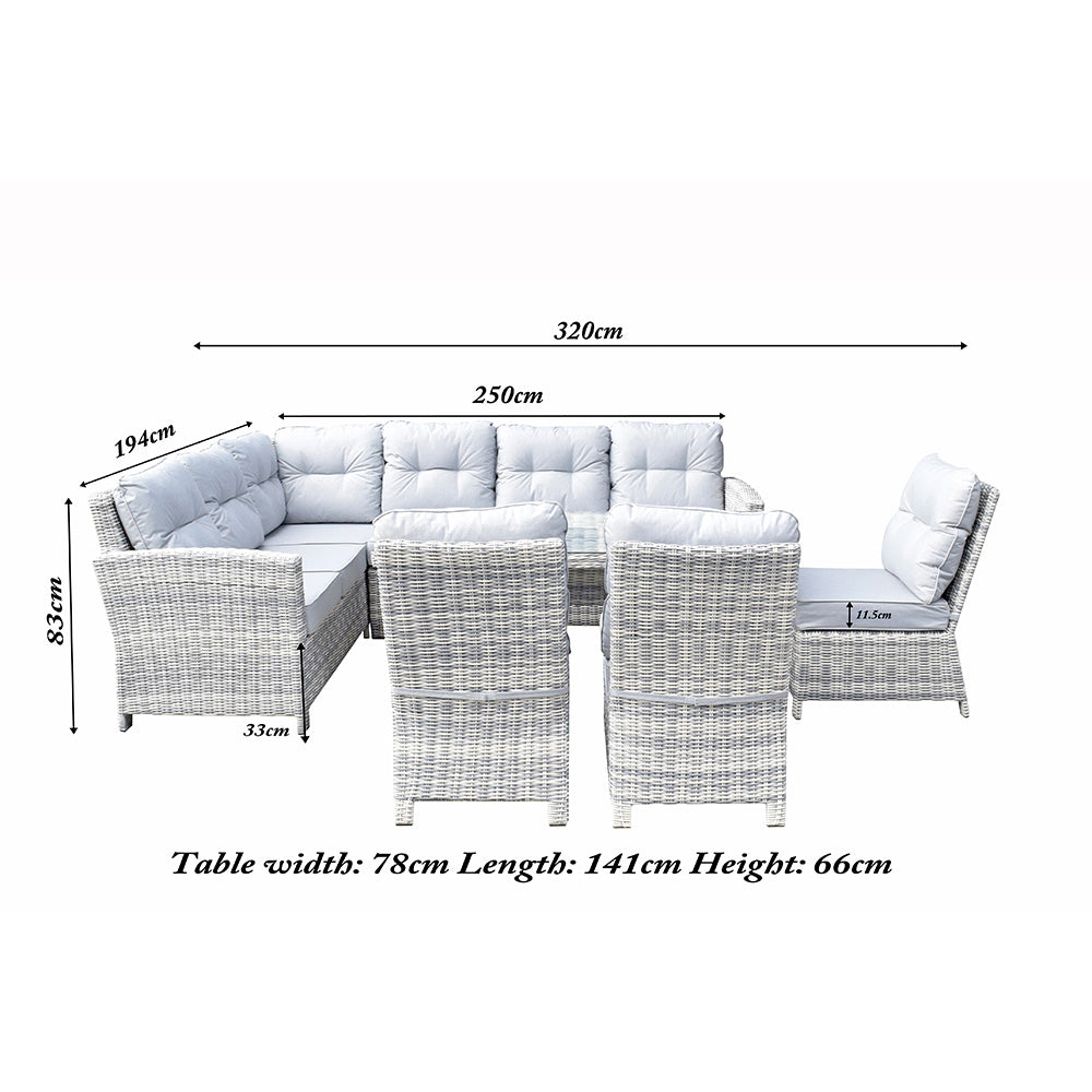 Amy 7-Seater Corner Sofa Dining Set