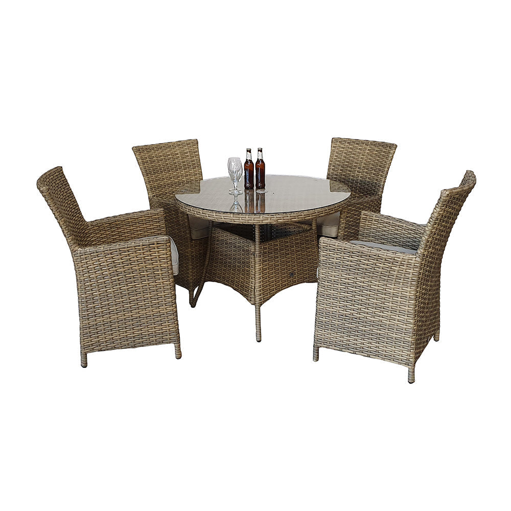 Darcey 4 Seat Round Dining Set with High Back Chairs