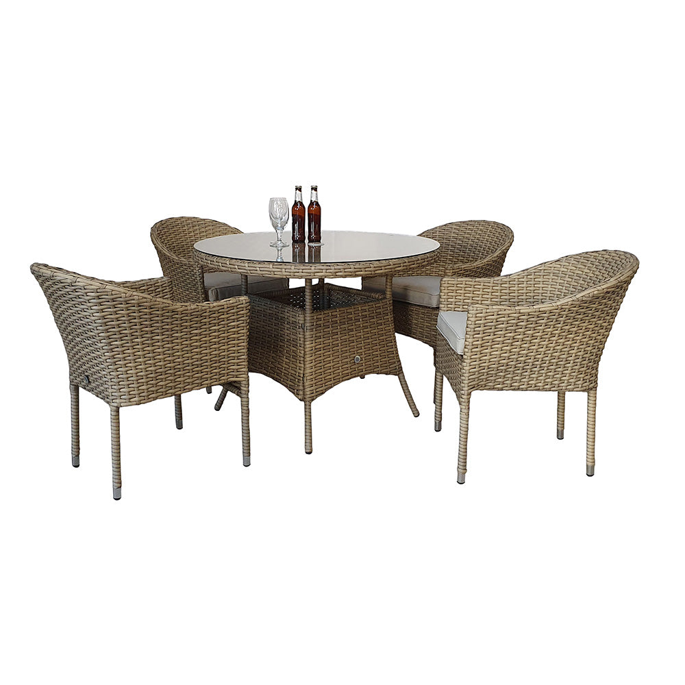 Darcey 4 Seat Round Dining Set with Stacking Chairs