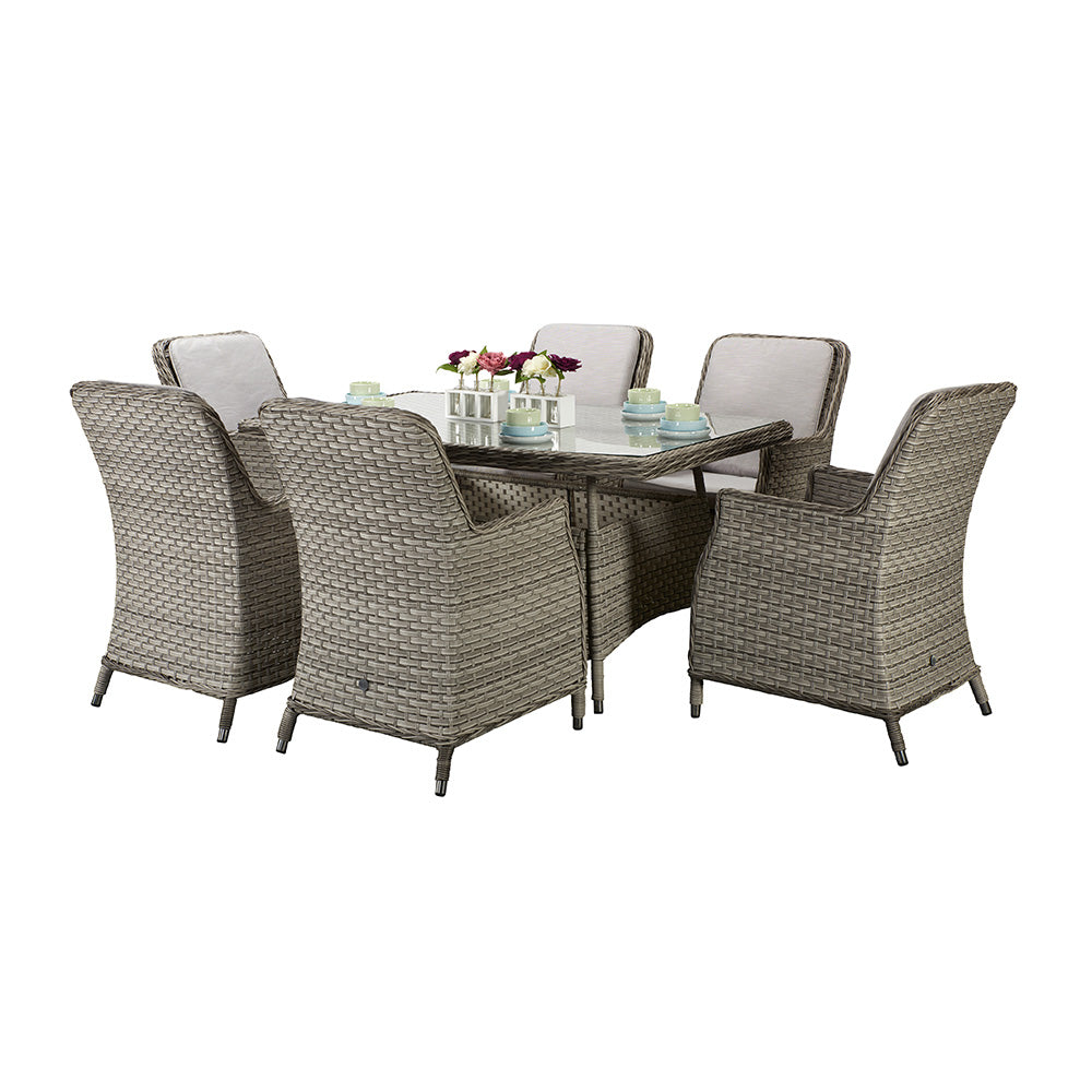 Edwina 6 Seat Rectangular Dining Set with High Back Chairs