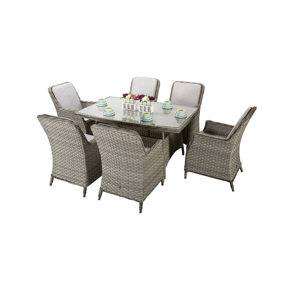 Edwina 6 Seat Rectangular Dining Set with High Back Chairs