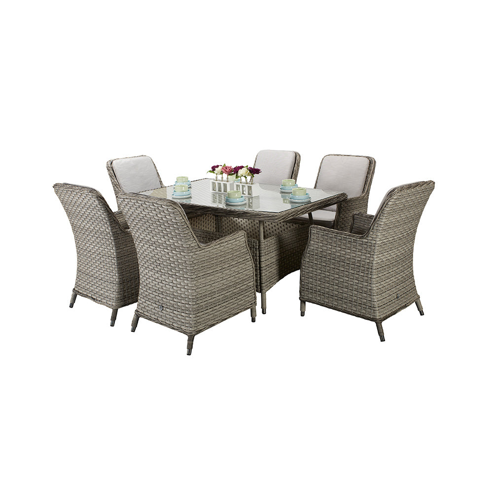 Edwina 6 Seat Rectangular Dining Set with High Back Chairs