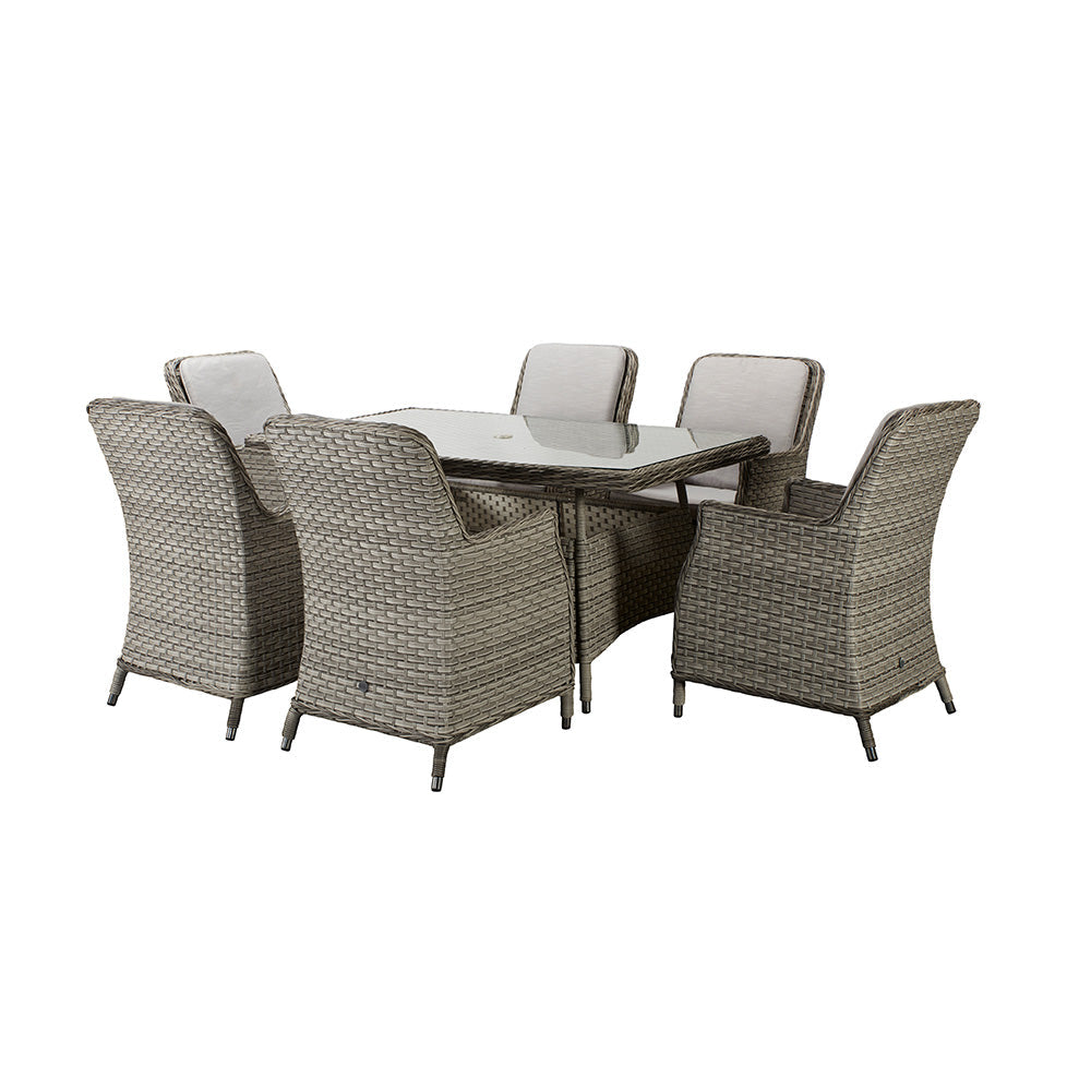 Edwina 6 Seat Rectangular Dining Set with High Back Chairs