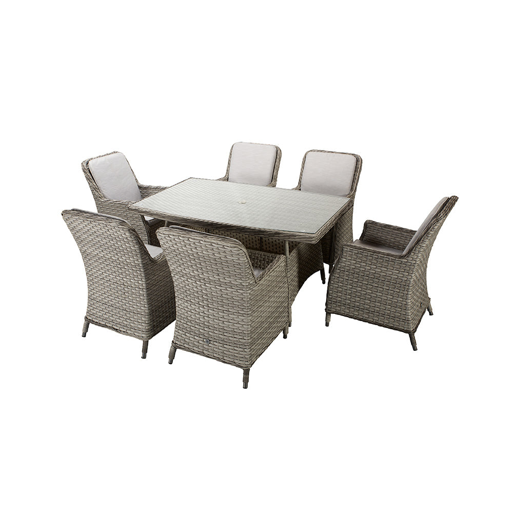 Edwina 6 Seat Rectangular Dining Set with High Back Chairs