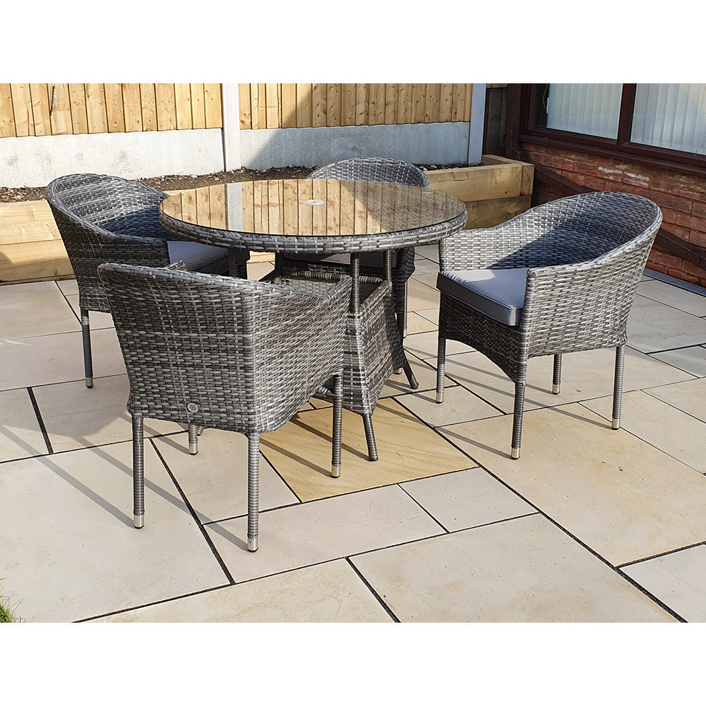 Emily 4 Seat Round Dining Set with Stacking Chairs