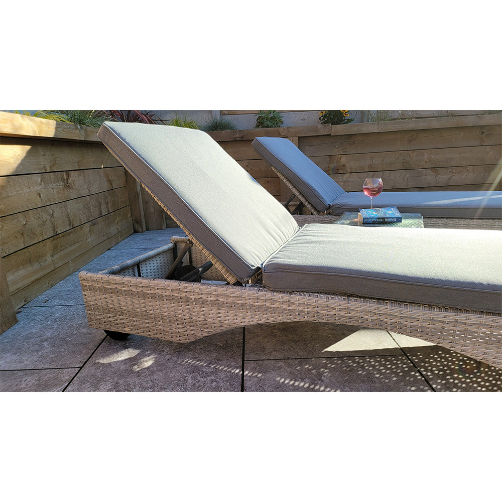 Meghan Pair of Loungers with Drinks Table