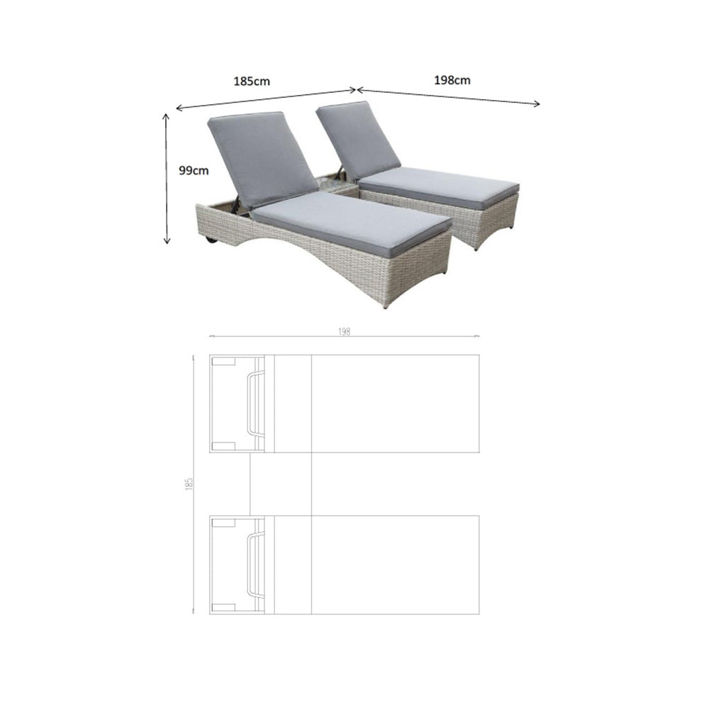 Meghan Pair of Loungers with Drinks Table