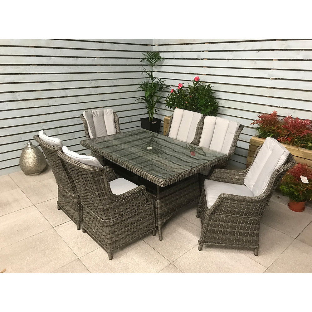 Victoria 6 Seat Rectangular Dining Set with High Back Chairs