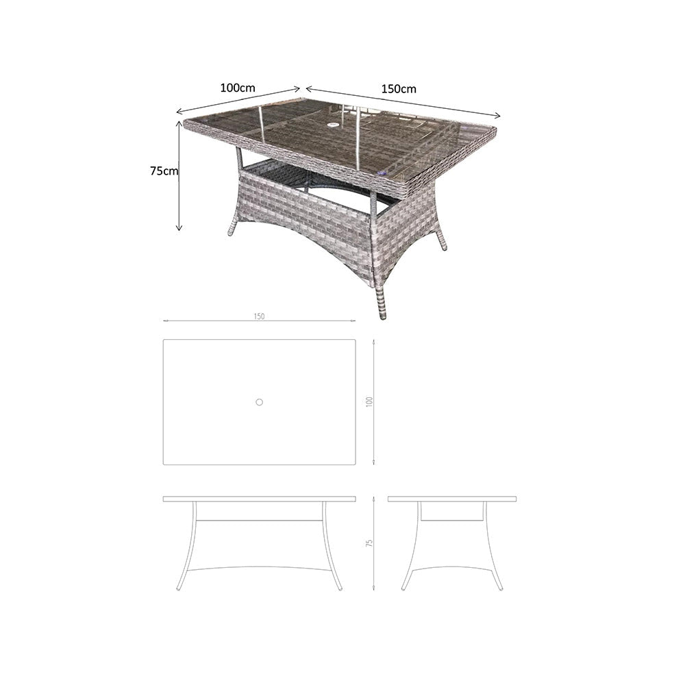 Edwina 6 Seat Rectangular Dining Set with High Back Chairs